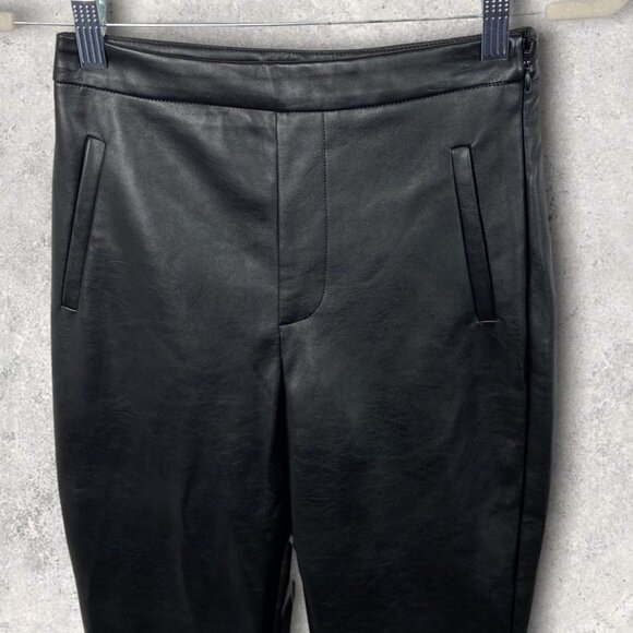 Lulus Vegan Leather Black Trouser Size XS High Rise Zipper Ankle Faux Stride NEW - Picture 4 of 15